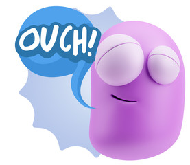 3d Illustration Laughing Character Emoji Expression saying Ouch