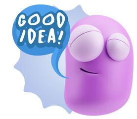 3d Rendering Smile Character Emoticon Expression saying Good Ide