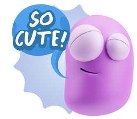 3d Illustration Laughing Character Emoji Expression saying So Cu