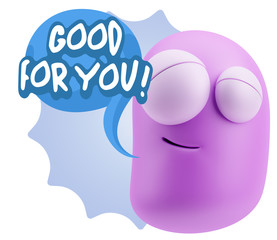 3d Rendering Smile Character Emoticon Expression saying Good For