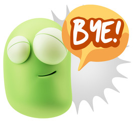 3d Illustration Laughing Character Emoji Expression saying Bye w