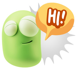 3d Illustration Laughing Character Emoji Expression saying Hi wi