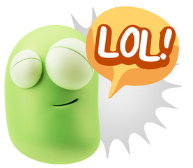 3d Illustration Laughing Character Emoji Expression saying Lol w