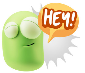 3d Illustration Laughing Character Emoji Expression saying Hey w