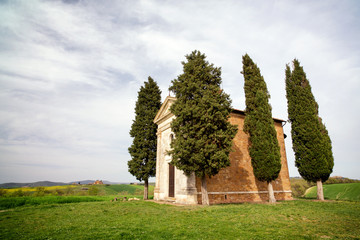 Fototapeta na wymiar Vitaleta Chapel near San Quirico d Orcia, Tuscany, Italy