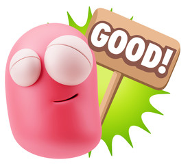 3d Illustration Laughing Character Emoji Expression saying Good