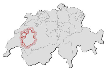 Map - Swizerland, Fribourg