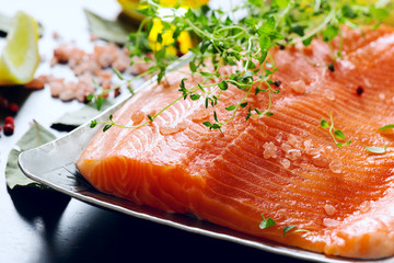 raw salmon fillets