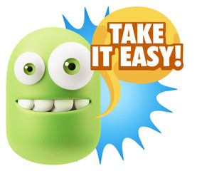 3d Illustration Laughing Character Emoji Expression saying Take