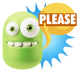 3d Illustration Laughing Character Emoji Expression saying Pleas