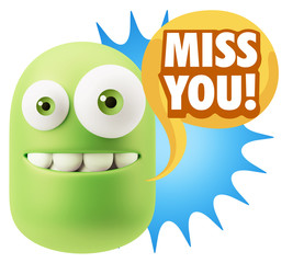 3d Illustration Laughing Character Emoji Expression saying Miss