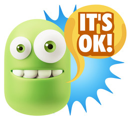 3d Illustration Laughing Character Emoji Expression saying It's