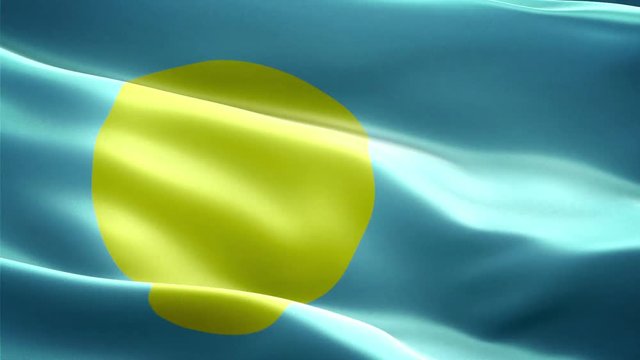Palau national flag. Infinite loop. New effect and different lightining.