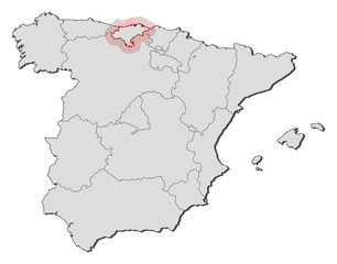 Naklejka na ściany i meble Map - Spain, Cantabria