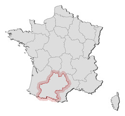 Map - France, Midi-Pyrénées