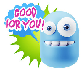 3d Rendering Smile Character Emoticon Expression saying Good For