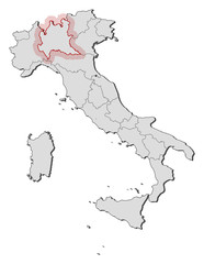 Fototapeta premium Map - Italy, Lombardy