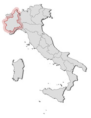 Map - Italy, Piemont