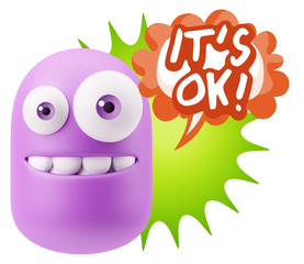 3d Illustration Laughing Character Emoji Expression saying It's