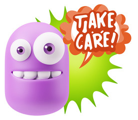 3d Illustration Laughing Character Emoji Expression saying Take