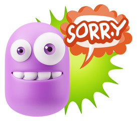 3d Illustration Laughing Character Emoji Expression saying Sorry