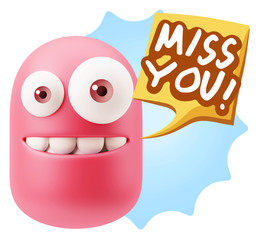 3d Illustration Laughing Character Emoji Expression saying Miss