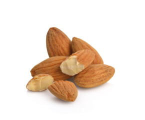 almonds isolated on the white background