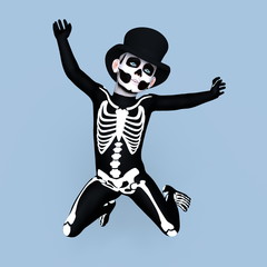 骸骨コスチュームの子供