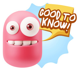 3d Illustration Laughing Character Emoji Expression saying Good