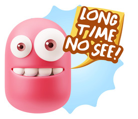 3d Illustration Laughing Character Emoji Expression saying Long
