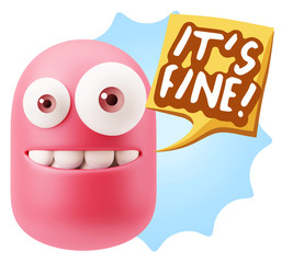 3d Illustration Laughing Character Emoji Expression saying It's