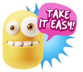 3d Illustration Laughing Character Emoji Expression saying Take