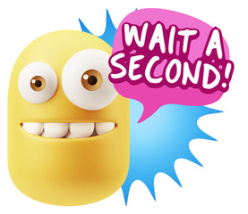 3d Illustration Laughing Character Emoji Expression saying Wait