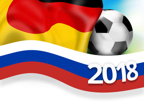 2018 football russia germany soccer flag background 3D