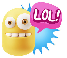 3d Illustration Laughing Character Emoji Expression saying Lol w