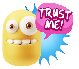 3d Illustration Laughing Character Emoji Expression saying Trust