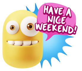 3d Illustration Laughing Character Emoji Expression saying Have