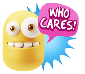 3d Illustration Laughing Character Emoji Expression saying Who C