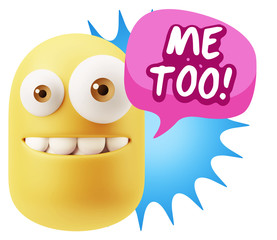 3d Illustration Laughing Character Emoji Expression saying Me To