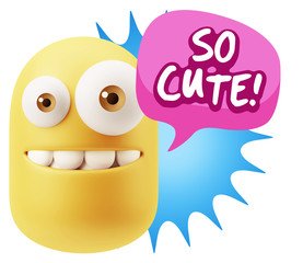 3d Illustration Laughing Character Emoji Expression saying So Cu