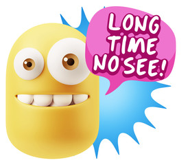 3d Illustration Laughing Character Emoji Expression saying Long
