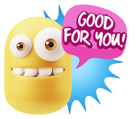 3d Rendering Smile Character Emoticon Expression saying Good For