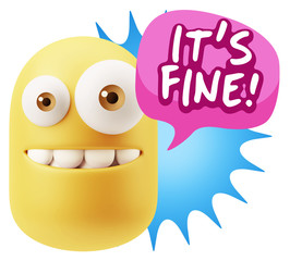 3d Illustration Laughing Character Emoji Expression saying It's