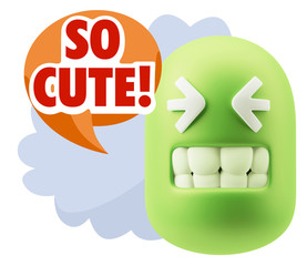 3d Illustration Laughing Character Emoji Expression saying So Cu