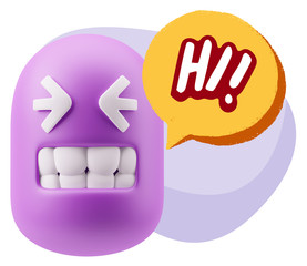 3d Illustration Laughing Character Emoji Expression saying Hi wi