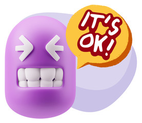 3d Illustration Laughing Character Emoji Expression saying It's