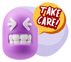 3d Illustration Laughing Character Emoji Expression saying Take