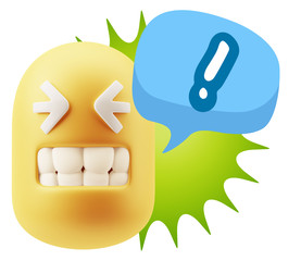 3d Rendering Smile Character Emoticon Expression saying ! with C