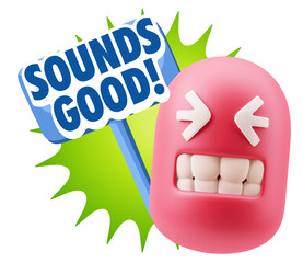 3d Illustration Laughing Character Emoji Expression saying Sound