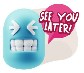 3d Illustration Laughing Character Emoji Expression saying See Y